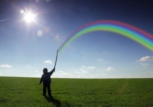 rainbow in chidren hand